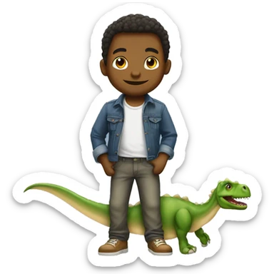 Garçon ave un dino sticker