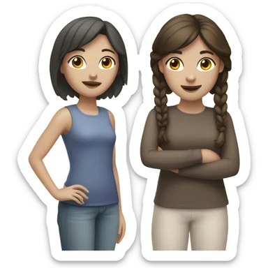 2 besties both white skin both girls and brunet hair sticker