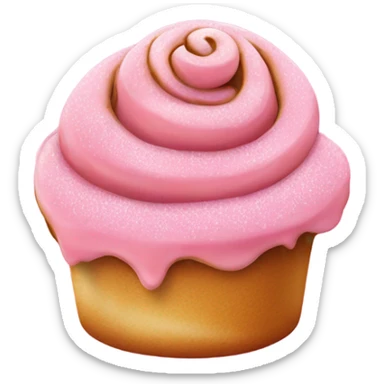 Light pink cinnamon roll with hot pink glittery icing  sticker