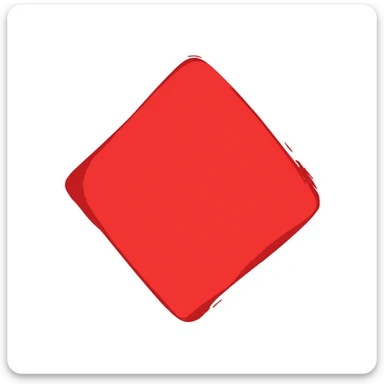 red rhombus in torn calligraphic brush stroke style with varying line thickness, no background, 512x512px sticker