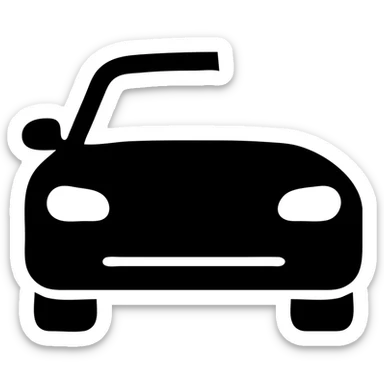 solid icon of a luxury glossy black car with a section covered by a semi-transparent rolled film, light gray film, curved effect for adhesion, minimal and modern sticker