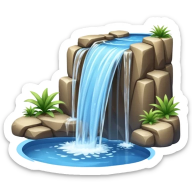 Tall stream of water cascading into a pool. sticker