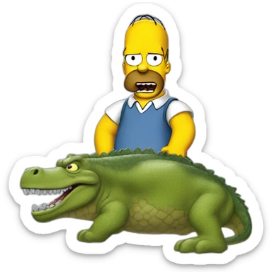 Homer Simpsons chevauchant un crocodiles sticker