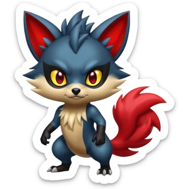 Shiny Cool Badass Zorua-Fakémon-hybrid-creature (full body)  sticker