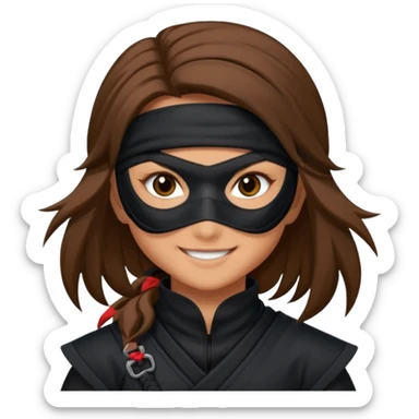 i need girl ninja smile with long brown hair sticker
