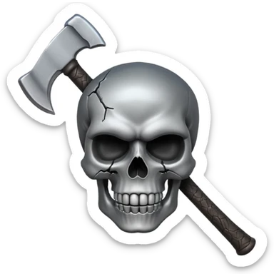 3D skull split down the middle by an axe, dark phonk vibe, aggressive attitude sticker