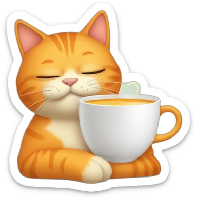 orange-cat-sip-tea sticker