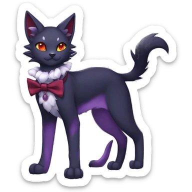 cool cartoon anthro edgy distinguished ethereal elegant beautiful fantasy black purple red ethereal fantasy nargacuga-Noivern-cat-Fakemon collar harness bow tie full body sticker
