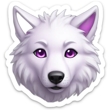 pink white wolf furry purple eyes sticker