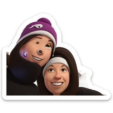 smiling girls in city hats sticker