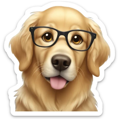 Light fur golden retriever wearing glasses sticker