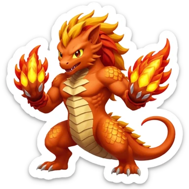Elemental Fighting-type-Fire-type natural Pokémon-Fakémon-creature sticker