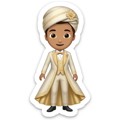 Person in fancy outfit with mischievous grin sneaking into a wedding ceremony sticker