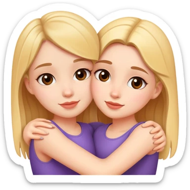 Two cute girl besties, beautiful, hugging sticker