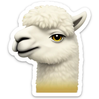 white silhouette of an Alpaca in front of a yellow (#FCD72B) background.   sticker