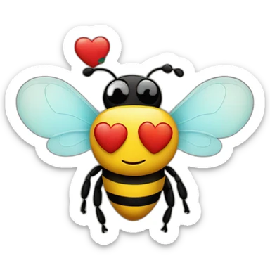 Loveheart bee with heart eyes sticker