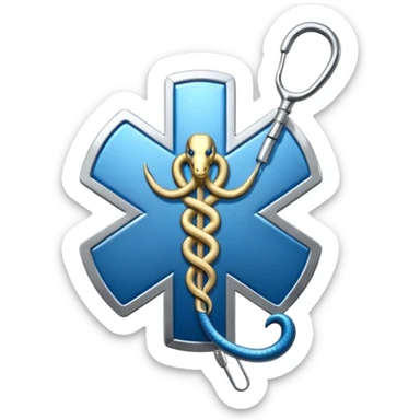 simple blue medical star of life symbol with rod and snake emblem sticker