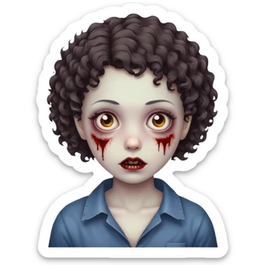 A zombie girl with very short curly hair sticker