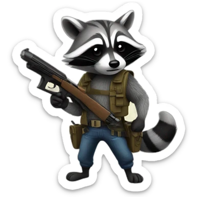 Raccoon with a gun sticker