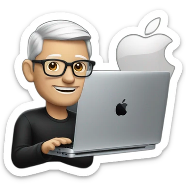 tim cook with black macbook pro sticker