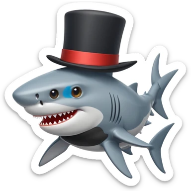 Shark with a top hat sticker