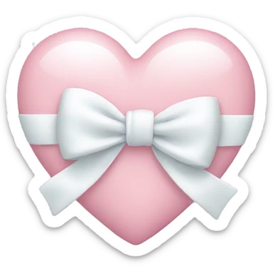 Pastel pink heart with white bow sticker