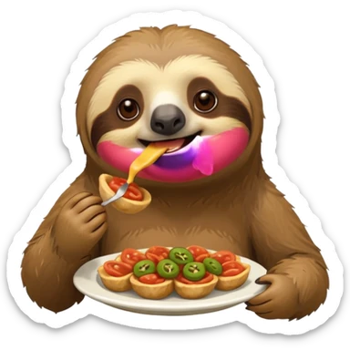 A sloth eating some Spanish tapas sticker