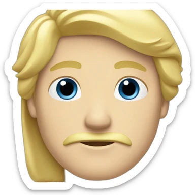 blonde white male with blue eyes and a moustache that has medium length curtain hair sticker
