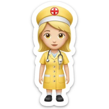 yellow dressed nurse sticker
