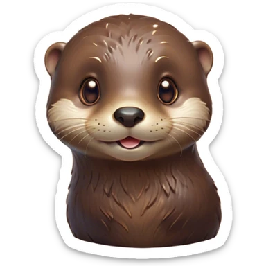 Cinematic Cute Otter Portrait Emoji, Head tilted playfully and inquisitively, featuring a glossy, streamlined brown Fur with a cute, twitching nose and round, sparkling eyes filled with curiosity, Simplified yet irresistibly adorable features, highly detailed, glowing with a warm, friendly glow, high shine, affectionate and sprightly, stylized with a touch of aquatic whimsy, bright and endearing, soft glowing outline, capturing the essence of a mischievous yet loving otter, so playful it feels like it could splash out of the screen and into your arms! sticker