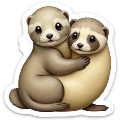 seal hugging ferret  sticker