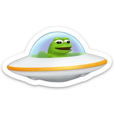 pepe driving in flying saucer sticker