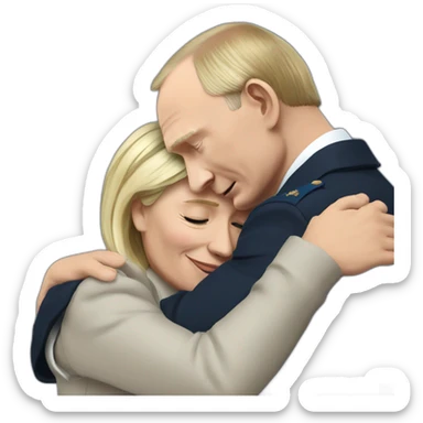marine lepen giving a hug to vladimir putin sticker