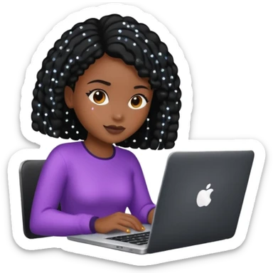 black pretty girl working hard with sparkles on laptop sticker