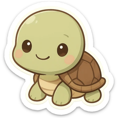 chibi-style turtle with tiny body and large head, chibi stickers style sticker