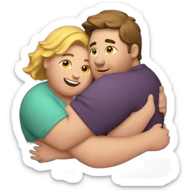 overweight couple hugging sticker