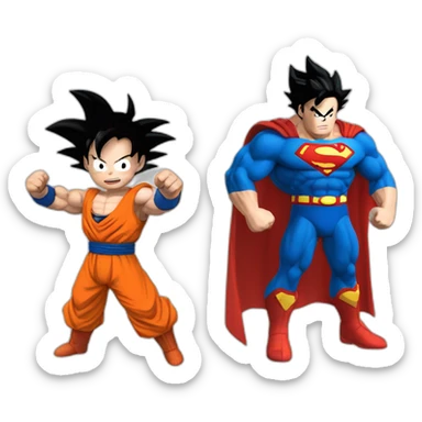 Goku cachetada a Superman sticker