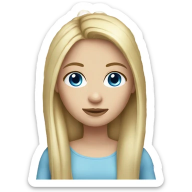 White girl with long blonde straight hair and Blue eyes  sticker