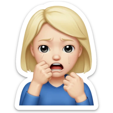 Crying emoji with fist over moth sticker