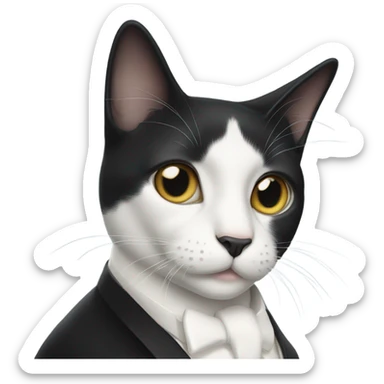 Tuxedo cat with white mustache  sticker