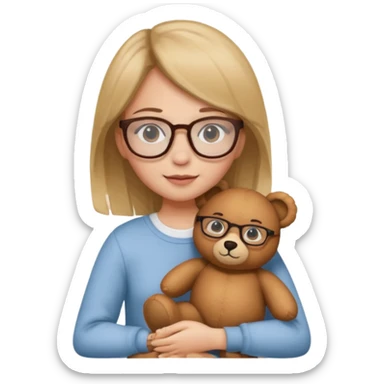girl glasses and teddy  sticker