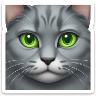very angry solid gray cat with green eyes sticker