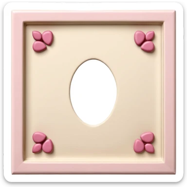 Quadratische Basisplatte mit abgerundeten Ecken, Farben: sanftes Beige für die Platte, zartes Rosa für die Öffnung). Details: Zentraler Kreis (Stomaöffnung) mit kleinen Löchern rundherum. Leichte Schatten für einen 3D-Effekt. Transparenter ovaler Beutel oben angedeutet, mit Klettverschluss. sticker