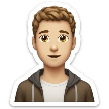 White boy with half brown hair and brown eyes sticker