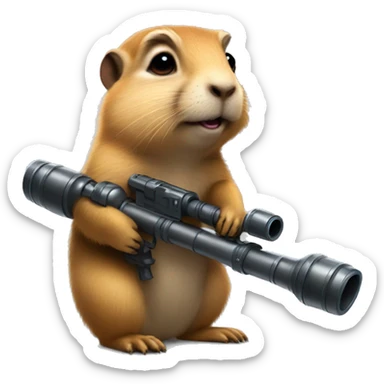 Prairie dog from World of Warcraft holding a bazooka bigger than him sticker