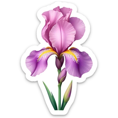 single Pink Iris, straight stem sticker