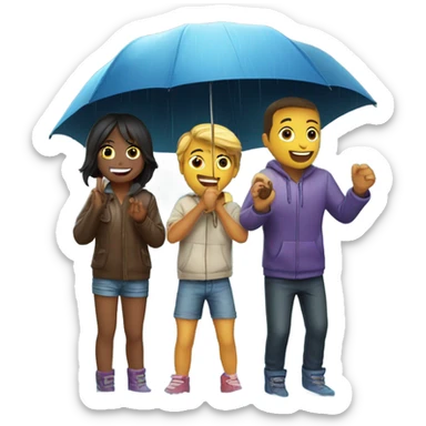 4 friends playing in the rain sticker