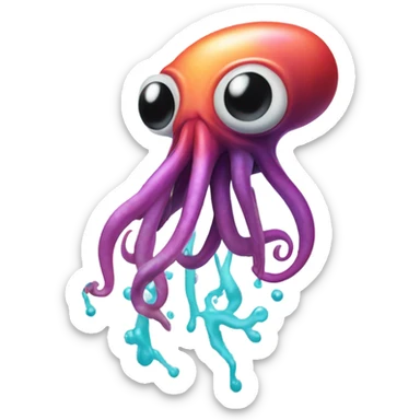 Squid squirting ink sticker
