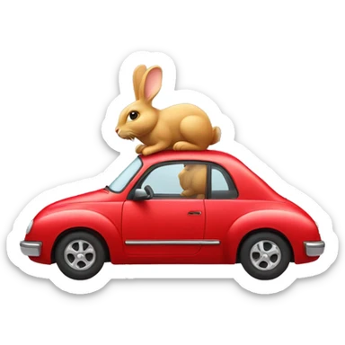 Rabit in the red car sticker