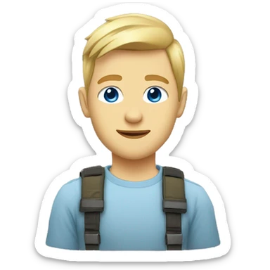 Dev + Ops + blond guy blue eye + kaki shirt sticker